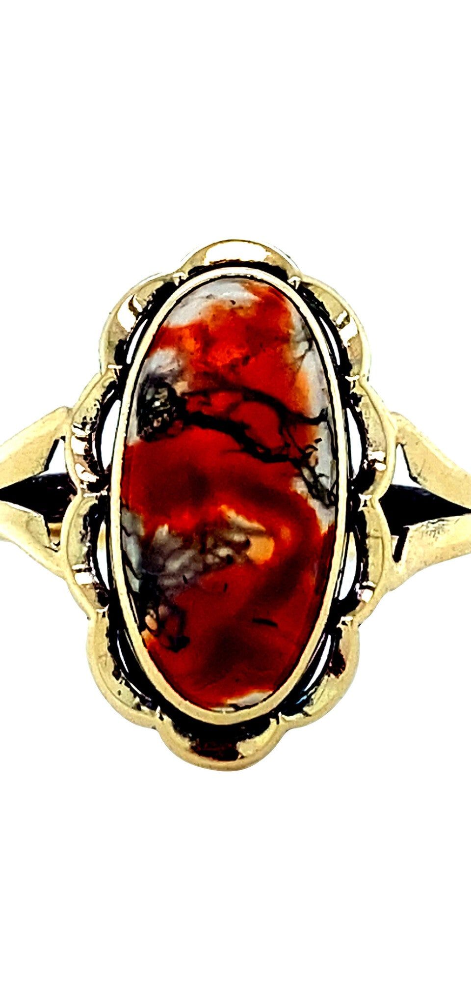 Vintage 14K Gold Ring with Moss Agate